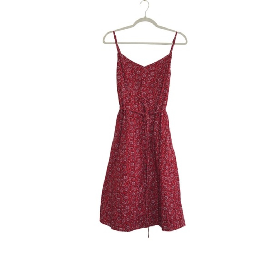 Red Bandana Size 14 Paisley Midi Dress Sleeveless Cottagecore Western Country